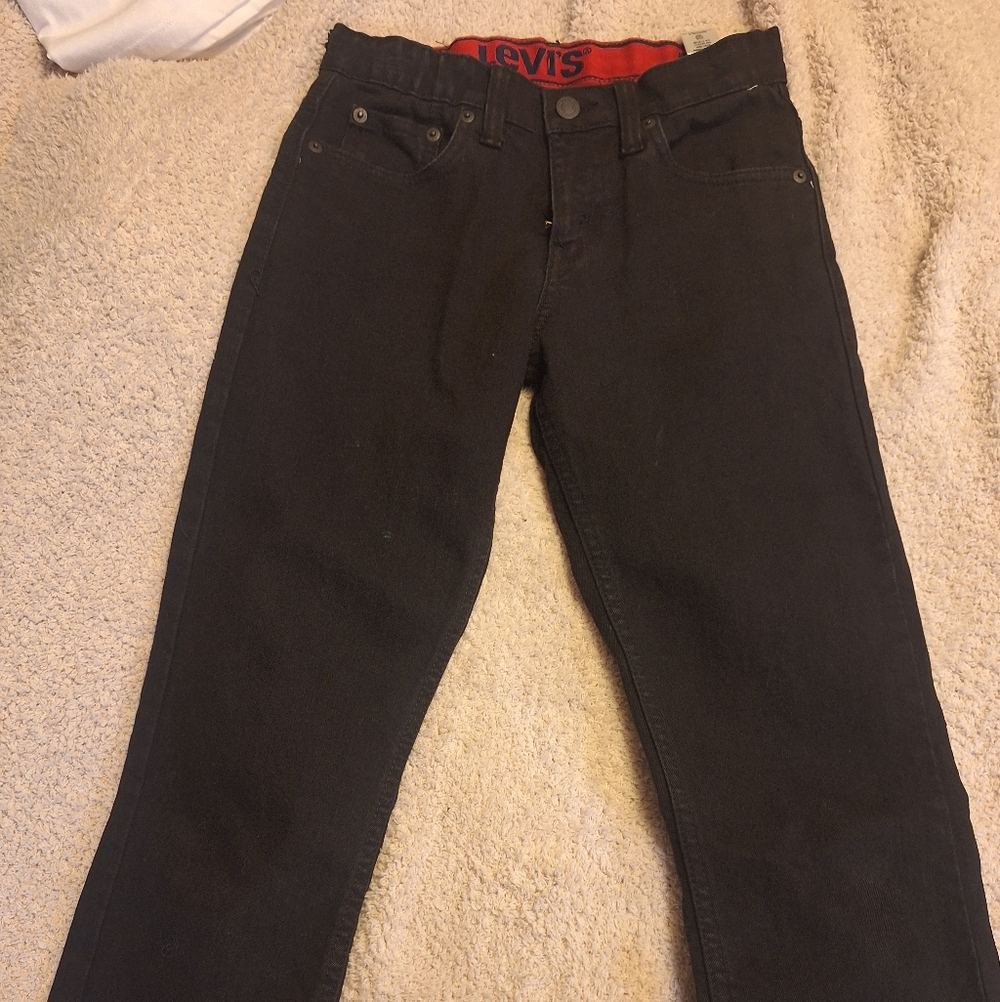 Levi's Kids Black Straight Jeans with Red Waistband Trim